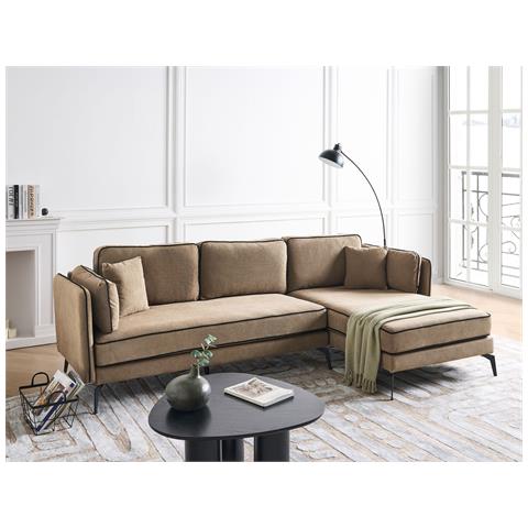 Divano Angolare 3 Posti Altan Tessuto Marrone Chiaro Lato Sinistro - Foto 1