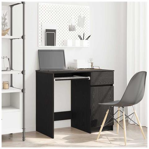 Scrivania Rovere Nera 86x49x76 cm in Legno Multistrato - Foto 1
