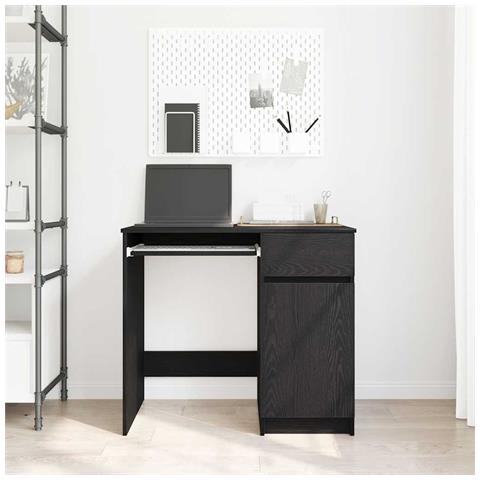 Scrivania Rovere Nera 86x49x76 cm in Legno Multistrato - Foto 9