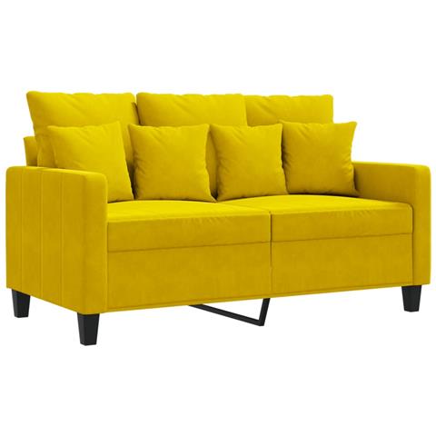 Divano A 2 Posti Giallo 120 Cm In Velluto - Foto 2