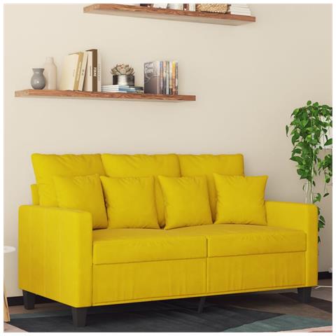Divano A 2 Posti Giallo 120 Cm In Velluto - Foto 1