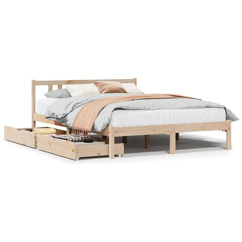 Letto senza Materasso 135x190 cm in Legno Massello di Pino - Foto 1