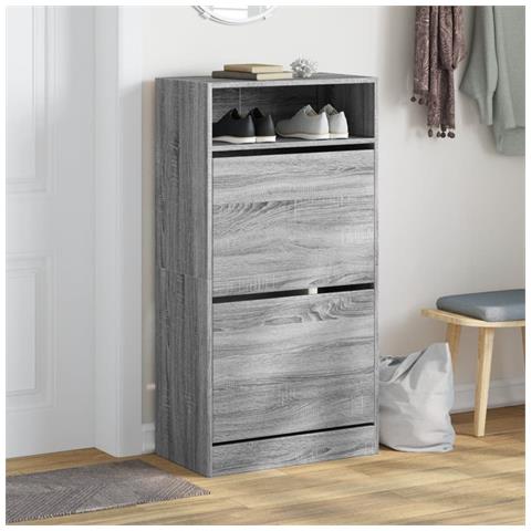 Lusso Casadino -  Scarpiera Grigio Sonoma 60x34x116 Cm In Legno Multistrato - Foto 2