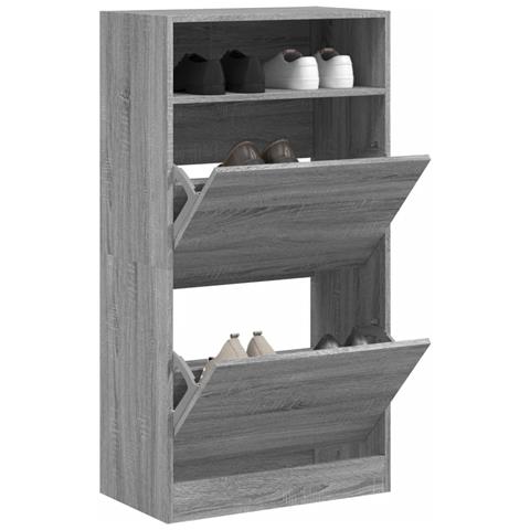 Lusso Casadino -  Scarpiera Grigio Sonoma 60x34x116 Cm In Legno Multistrato - Foto 8