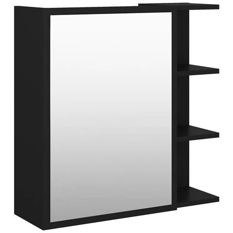 Lusso Casadino - Mobile Bagno Con Specchio Nero 62,5x20,5x64cm Legno Multistrato - Foto 1