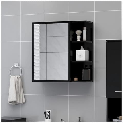 Lusso Casadino - Mobile Bagno Con Specchio Nero 62,5x20,5x64cm Legno Multistrato - Foto 8