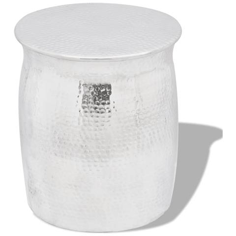 Lusso Casadino - Sgabello/tavolino Laterale In Alluminio Battuto Argento - Foto 2