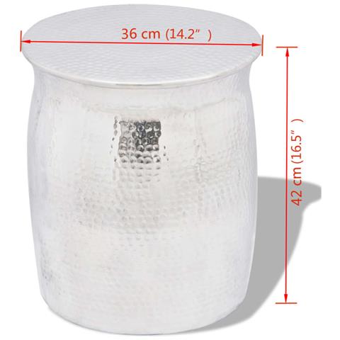 Lusso Casadino - Sgabello/tavolino Laterale In Alluminio Battuto Argento - Foto 4