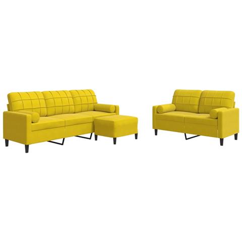 Set di Divani 3 pz con Cuscini e Rinforzi Giallo in Velluto - Foto 1