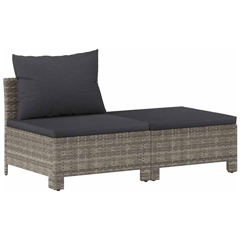 Set di Divani da Giardino 2 pz con Cuscini in Polyrattan Grigio - Foto 1