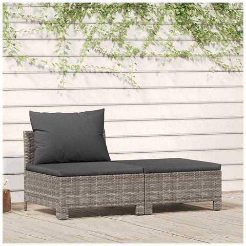 Set di Divani da Giardino 2 pz con Cuscini in Polyrattan Grigio - Foto 2