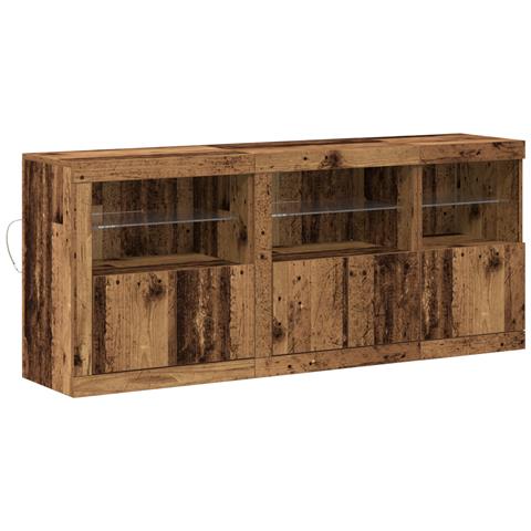 Credenza con luci LED Legno vecchio 162x37x67 cm Legno ingegnerizzato - Foto 1