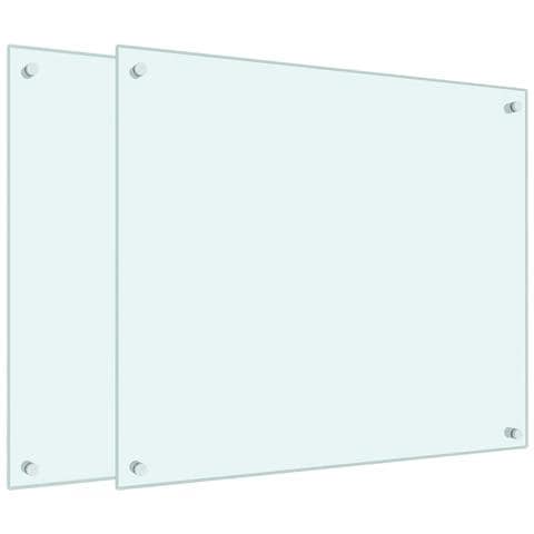 Paraschizzi per Cucina 2 pz Bianchi 70x60 cm in Vetro Temperato - Foto 1