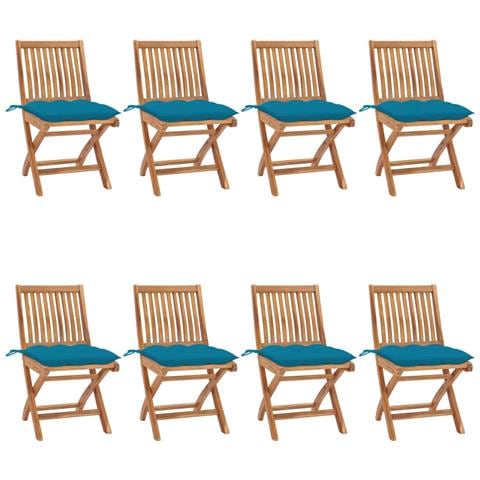 Lusso Casadino -  Sedie Da Giardino Pieghevoli Con Cuscini 8 Pz Massello Di Teak - Foto 2