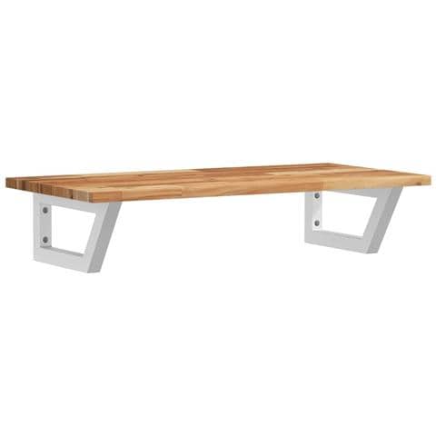 Ripiano A Parete Per Lavabo In Acciaio E Massello Di Acacia - Foto 1