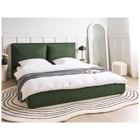 Letto Ad Acqua Tessuto Bajonna 180 X 200 Cm Verde Scuro - Foto 1