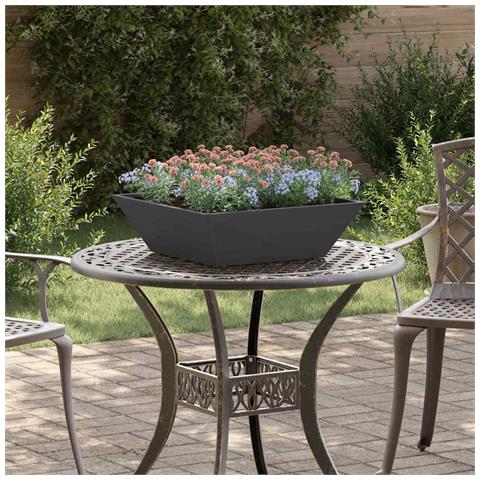 Vaso a Ciotola da Giardino Nero 50 x 50 x 15 cm Acciaio - Foto 2