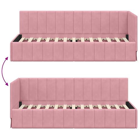 Cornice del letto ad angolo Rosa 80 x 200 cm Velluto - Foto 9