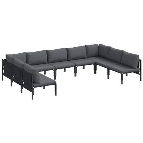 Set Divano da Giardino 9 pcs Antracite Acciaio - Foto 1