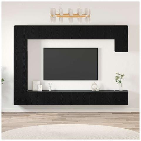 Set mobile TV 9 pcs Rovere nero 100 x 30 x 30.5 cm - Foto 2