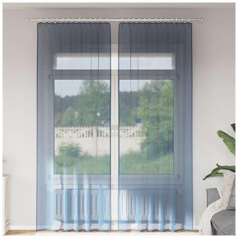 Tende in Voile con Tasche per Aste 2 pz Blu Reale - Foto 2