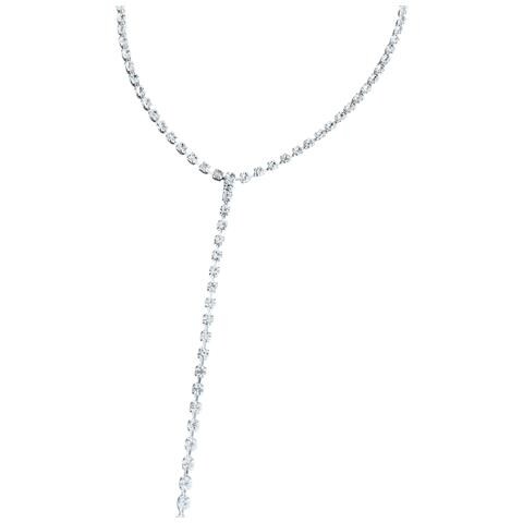 Collana Con Filo Di Cristallo Sw In Argento Sterling Da 10 Micron. Lunghezza 22 Cm. Alta Lucentezza. - Foto 2