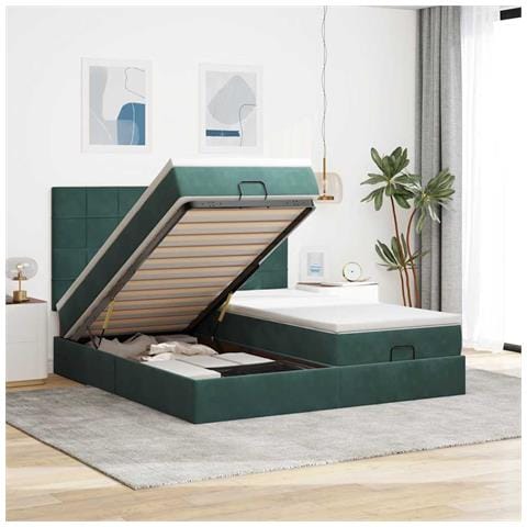 Struttura Letto Pouf con Materassi 160x200 cm Velluto - Foto 2