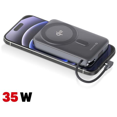 Powerbank Qi2 10000mah Compatibile Magsafe E Usb-c 35w Con Supporto Cavalletto, Grigio - Foto 2