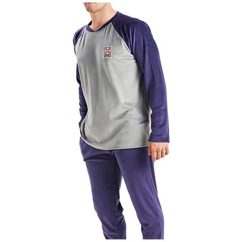 Pigiama Uomo Mu3 In Velluto Girocollo A Maniche Lunghe - Foto 2