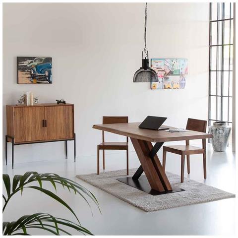 Credenza In Legno E Metallo Marrone 110x40x99h Cm - Foto 2