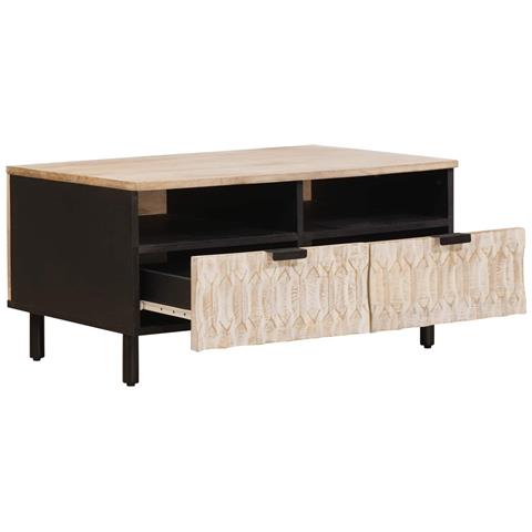 Tavolino da salotto con cassetto Bianco 80 x 54 x 40 cm - Foto 2