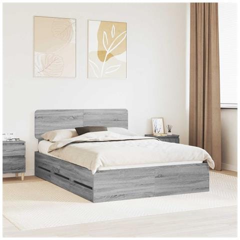 Struttura del letto con cassetto Grigio Sonoma 140 x 190 cm - Foto 2