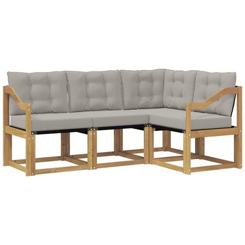 Set di divani da esterno 4 pcs Bianco e Grigio Chiaro - Foto 1