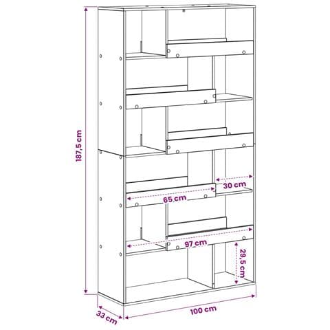 Scaffale per Libri Rovere nero 100 x 33 x 156,5 cm - Foto 8