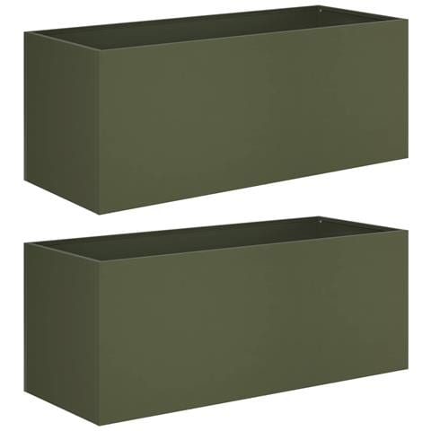 Vaso da giardino 2 pz Verde Oliva 100 x 40 x 40 cm - Foto 1