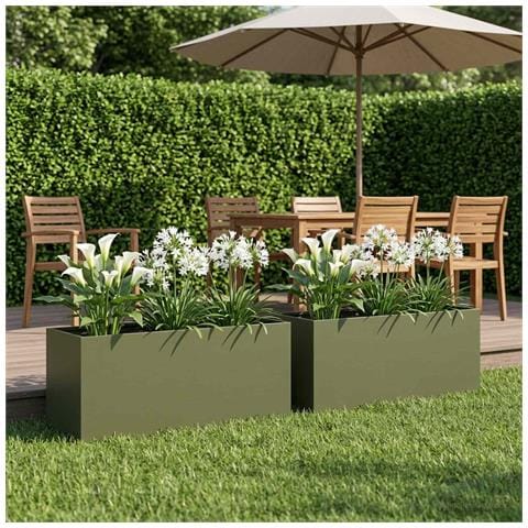 Vaso da giardino 2 pz Verde Oliva 100 x 40 x 40 cm - Foto 2