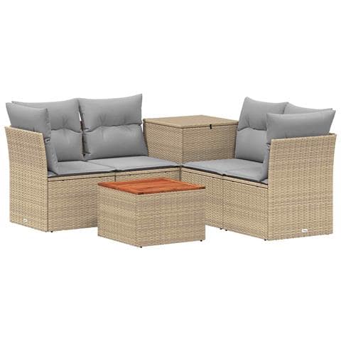 Set di divani 6 pz Beige e Grigio Chiaro - Foto 1