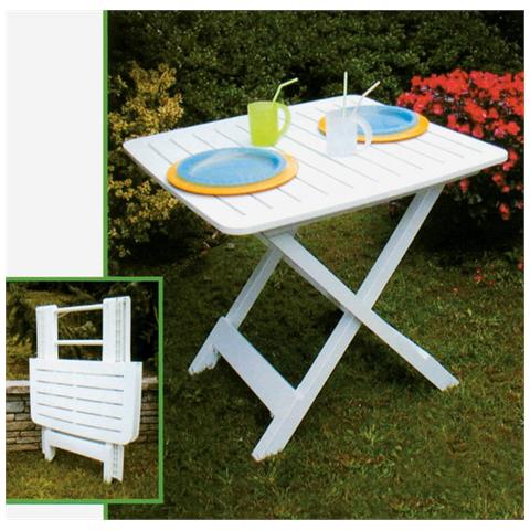 Tavolo Tavolino In Resina Plastica Pieghevole Richiudibile 45x43xh50 Cm Bianco - Foto 2