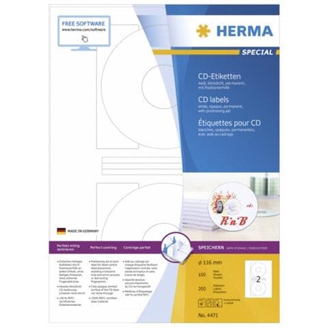 CD Labels 116 100 Sheets DIN A4 200 pcs. 4471 - Foto 1
