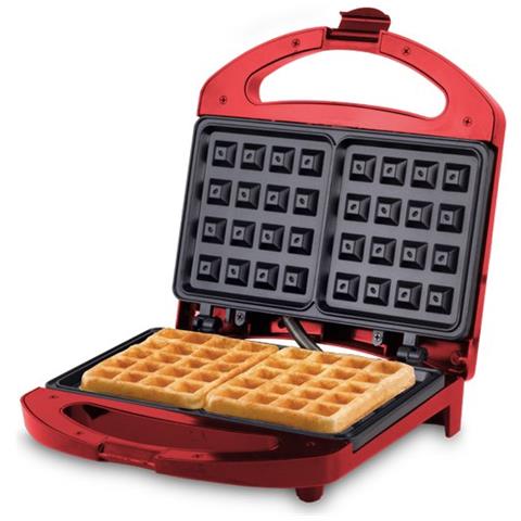 Piastra per waffle a forma di cuore rossa potenza 1000 W con rivestimento antiaderente 
