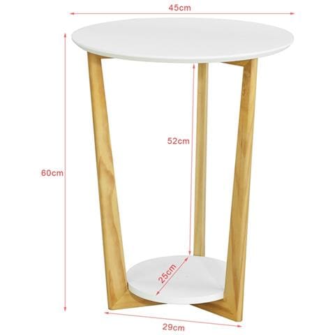 Tavolino Basso Da Divano, Tavolino Da Caffè, Con 2 Piani, rotondo, bianco, fbt52-wn, it - Foto 2