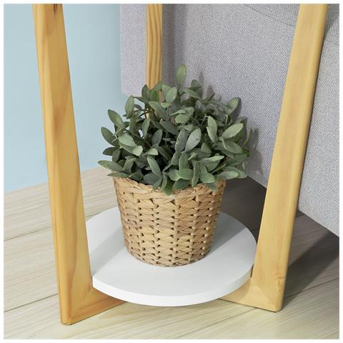 Tavolino Basso Da Divano, Tavolino Da Caffè, Con 2 Piani, rotondo, bianco, fbt52-wn, it - Foto 7