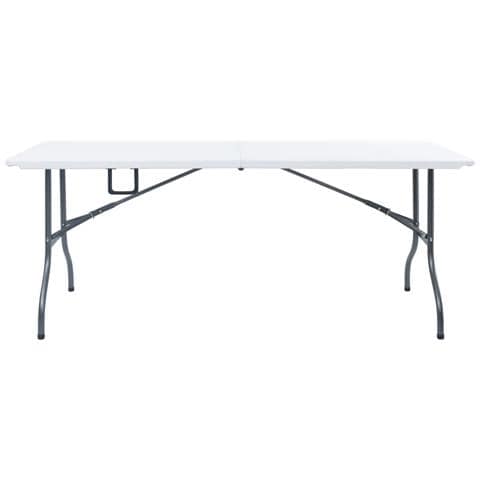 Tavolo Giardino Pieghevole 2 Panche 180cm Acciaio E Hdpe Bianco - Foto 2
