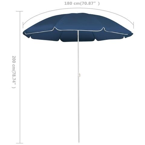 Ombrellone da Esterni con Palo in Acciaio 180 cm Blu - Foto 5