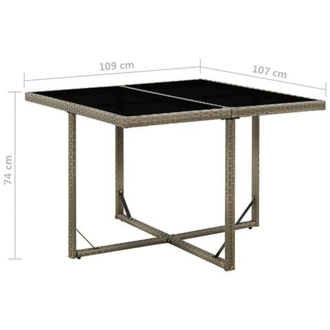 Tavolo Da Giardino Grigio 109x107x74 Cm In Polyrattan E Vetro - Foto 2