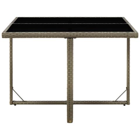 Tavolo Da Giardino Grigio 109x107x74 Cm In Polyrattan E Vetro - Foto 5