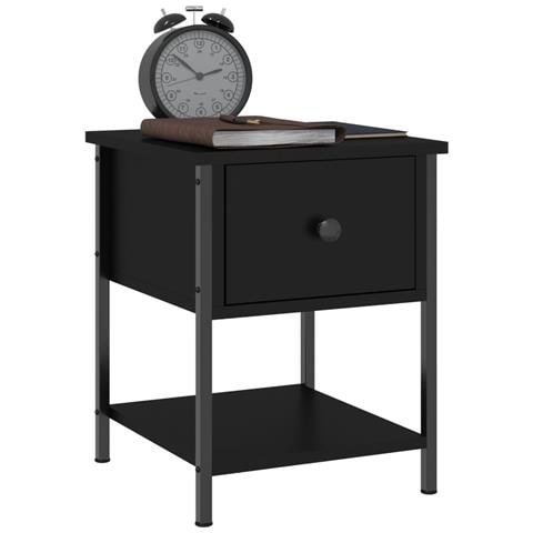 Comodino Nero 34x35,5x45 Cm In Legno Multistrato - Foto 2