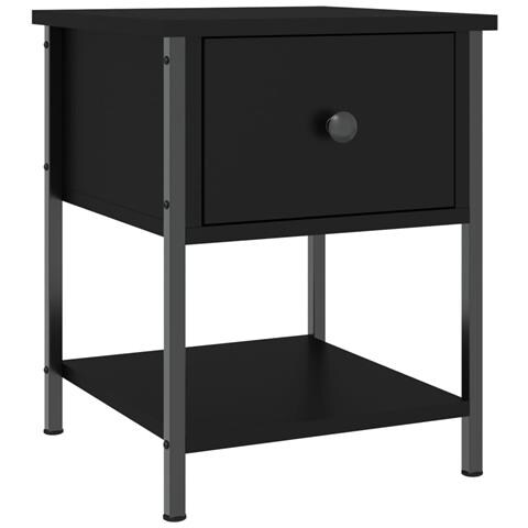 Comodino Nero 34x35,5x45 Cm In Legno Multistrato - Foto 1