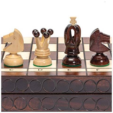 Set Da Gioco In Legno Per Scacchi Europei Internazionali - Re - 18 Pollici - Tavola Pieghevole Con Scacchi Con Fondo In Feltro - Foto 1