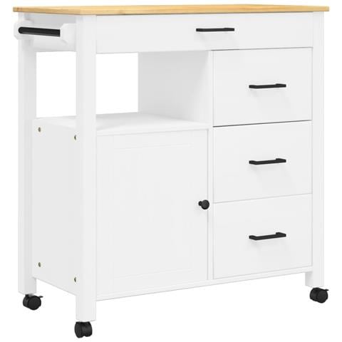 Carrello Da Cucina Monza 84x40x90 Cm In Legno Massello Di Pino - Foto 2